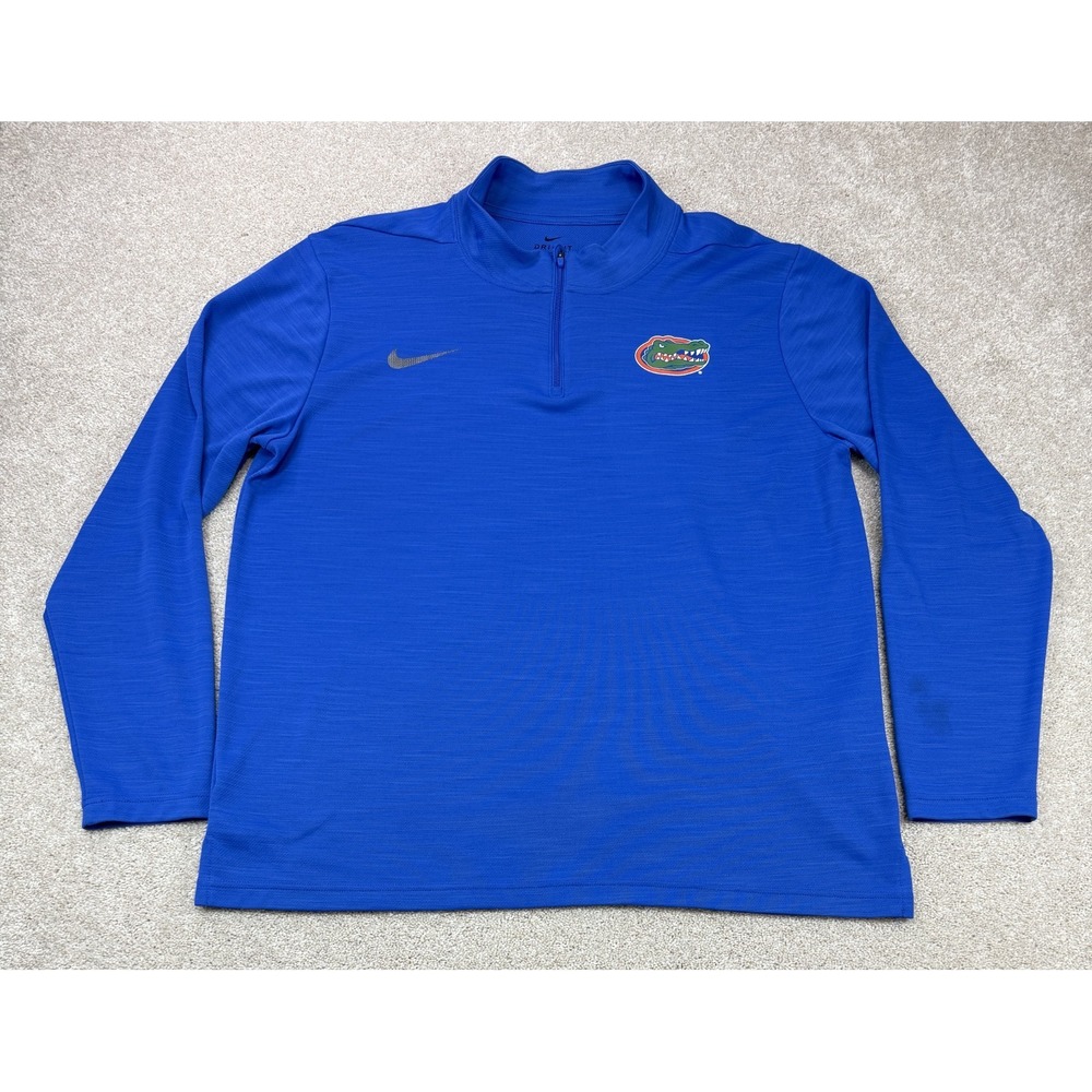 NIKE Dri-Fit Men's XL Blue 1/4-Zip FLORIDA GATORS Pullover Shirt Logo